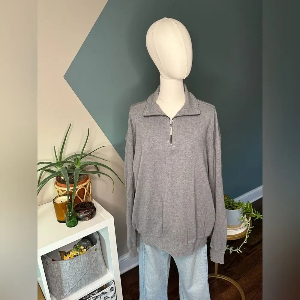 Callaway Golf Men’s Large Quarter-Zip Pullover Sweater 100% Cotton Gray